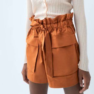 ZARA PAPERBAG BERMUDA SHORTS TRF, LARGE, NWT